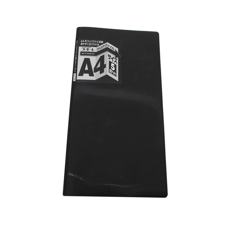 A4 Fold Clear File Pocket Black